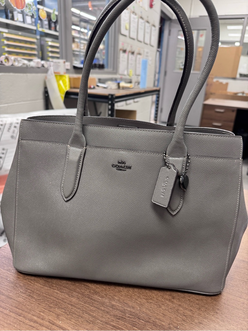 Coach Gray Saffiano Leather Tote